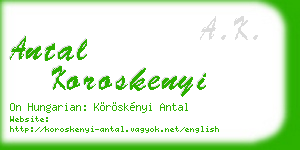 antal koroskenyi business card